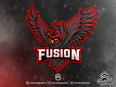 FUSION Logo Esport | Owl Ninja Assassin Mascot Logo Sport assassin brand branding character esport logo mascot ninja owl sport