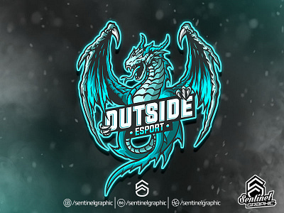 Outside Logo Esport | Dragon Mascot Logo Sport