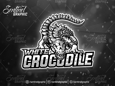 WHITE CROCODILE Logo Esport Mascot Team Sport Game brand branding character crocodile esport game mascot sport streamer twitch