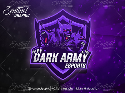 DARK ARMY Logo Esport Mascot Team Sport Game brand branding cerberus character esport fortnite game logo mascot overwatch sport