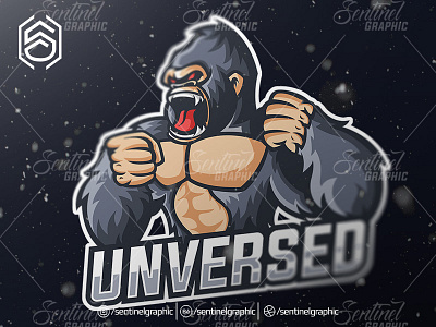 Gorilla UNVERSED Logo Esport Mascot Team Sport Game character clan club esports game gaming gorilla logo mascot sports team toon