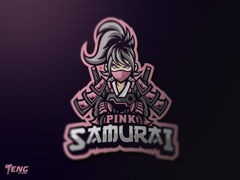 pink samurai logo esport mascot team sport game gaming team apexlegends overwatch fortnite brand game branding - logo team esport fortnite