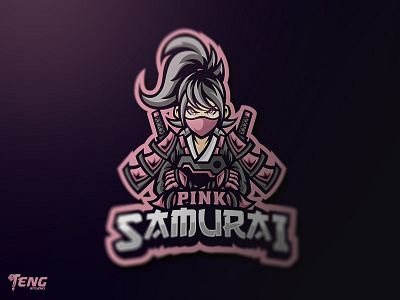 Pink Samurai Logo Esport Mascot Team Sport Game