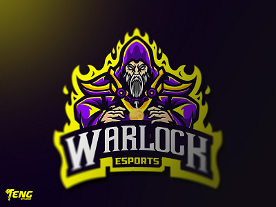 WARLOCK ESPORTS Logo Esport Mascot Team Sport Game brand branding character clan design esport fortnite game gaming icon logo mascot overwatch sport team twitch typography vector