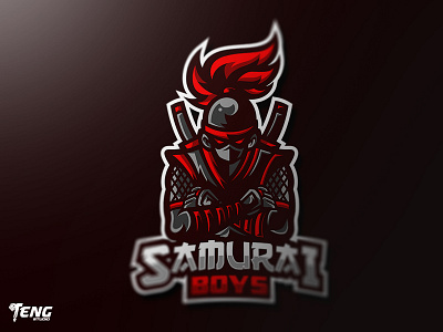 SAMURAI NINJA BOYS MASCOT LOGO CHARACTER VECTOR