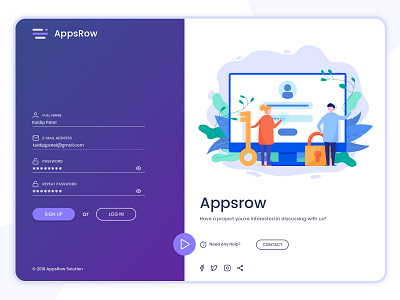 Something more with signup screen for Appsrow branding create account fields dribbble form design free psd freebie psd illustraion landing page login registration form sign in signup signup page signup screen technologies technology user web