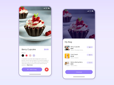 SweetShop cart screen for Iphone | Free psd app app design cake shop clean ui free psd iphone app iphone x mobile mobile app product sweets