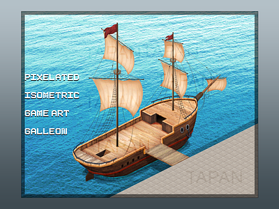 Pixelated Isometric Galleon game asset game art sailing sailor sail ship boat galleon pixelated pixel pixel art pixelart