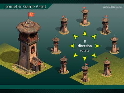 ISOMETRIC MEDIEVAL GAME ASSET 3d art 3d game 3d modeling game art game asset guard tower isometric isometric art isometric design isometric illustration lowpoly map medieval texure