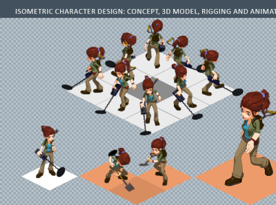 Isometric Character 3d anime anime art cel shading character animation character art character design game art girl character isometric isometric art modelling rigging texture toon toon shader toons