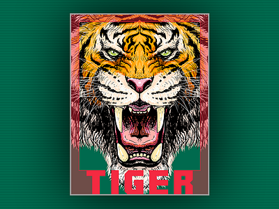 Roaring Tiger bangladesh bengal bengal tiger cat illustration roar roaring tiger sketch sundarban t shirt design tiger wild wild animal wild tiger
