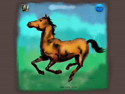 Running Horse Digital Painting brush brush pen painting freehand drawing wacom watercolor digital illustration digital painting digital art horse