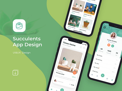 Succulent app portfolio app design ui