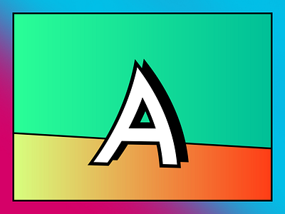 A a colors distort gradient monogram shadow