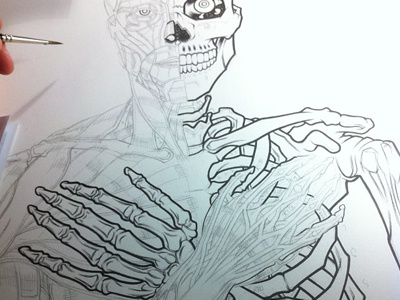 gigposter WIP skull anatomy wip illustration penink