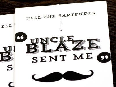 Client Event: Uncle Blaze Cards black and white event mustache password card