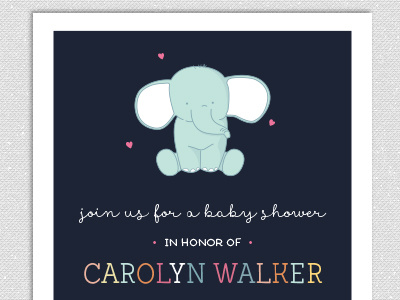 Baby Shower Invite baby shower elephant hearts illustration playful