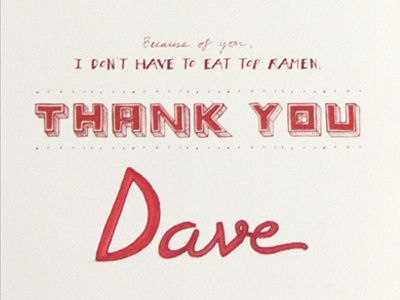 Card closeup card lettering red thank you