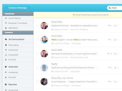 Archived Search blue conversations helpdesk highlight messages search