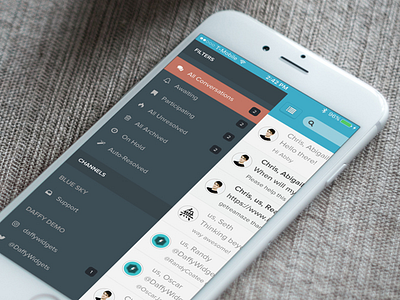 Reamaze for iOS Dash Slideout app awesome centered dashboard flat font menu minimal pastel simple slider ui