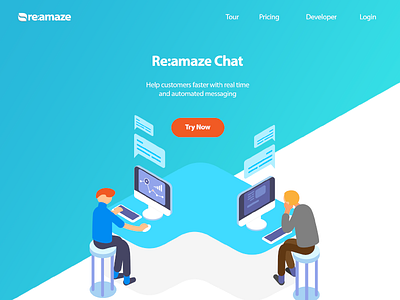 Re:amaze Live Chat Landing Page css design homepage landing page svg website