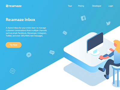 Re:amaze Inbox Landing Page css design homepage landing page svg website