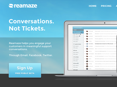 Reamaze Landing Page 2 beta blue landing reamaze sign up support