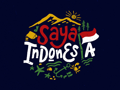 Saya Indonesia design handlettering illustration tshirt vector
