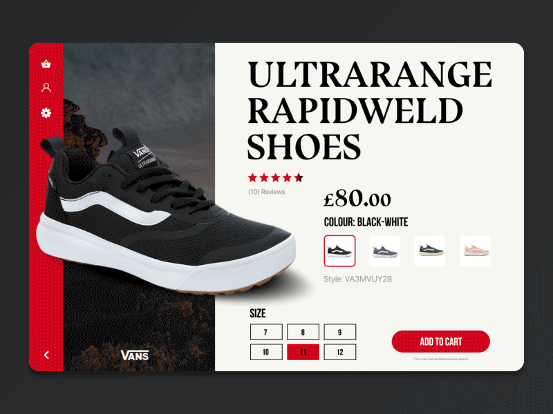 Vans E-Commerce Shop (Single Item) 👟 – Daily UI 012/100 after effects animation branding clean daily ui daily ui 012 design e commerce shop gif interaction interface layout single item typography ui ui design uidesign vans web