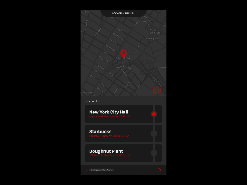 Location Tracker 🗺️Daily UI Challenge 020/100 3d after effects animation challenge clean colour daily ui daily ui 020 design gif gradient interaction interface layout location tracker minimal type typography ui