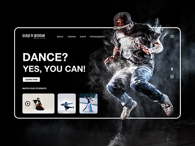 Header UI Concept for Step n Groove Dance adobexd branding dailyuichallenge design digitaldesigner icon inspiration logo mobileapps mockup photoshop progress sketchapp typography ui uiux ux uxinspiration web webdesign