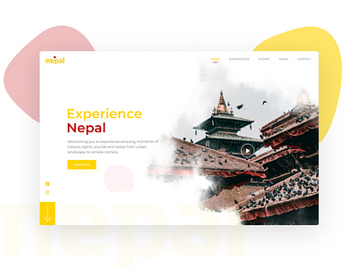 Experience Nepal Landing Page cloud dailyui figma land landing page design masked nepal red yellow