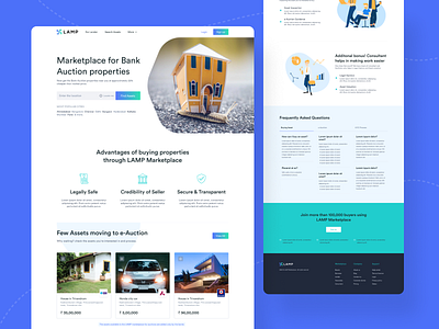 Website for Bank Auction Properties auction properties auctions banking cta faq features footer hero section illustration landing page marketplace ui ui ux ui design web design website website design