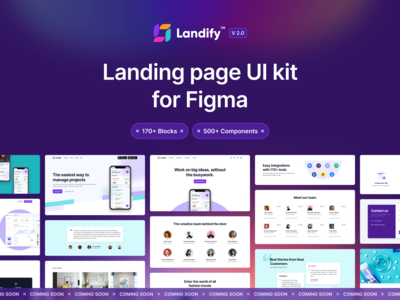 Landify V2 - Landing page UI kit for Figma figma figma ui kit landify landing page landing page ui kit templates ui design ui kit web design website website ui kit