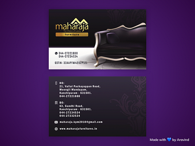 Maharaja Furnitures - Business card branding business card furniture shop visiting card wood card wooden