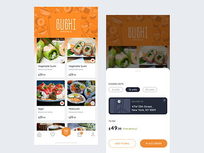 Sushi Restaurant App - Made with Figma app app design app ui app ui design food app food app ui sushi sushi app ui ux ui design