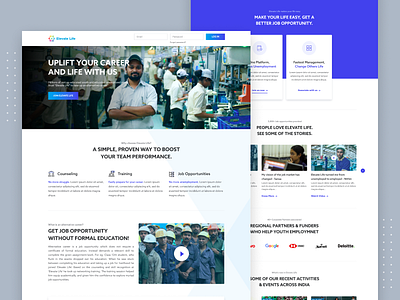 Elevate Life Landing page re-design career job job portal landing page redesign ui ui design web design web redesign website website design