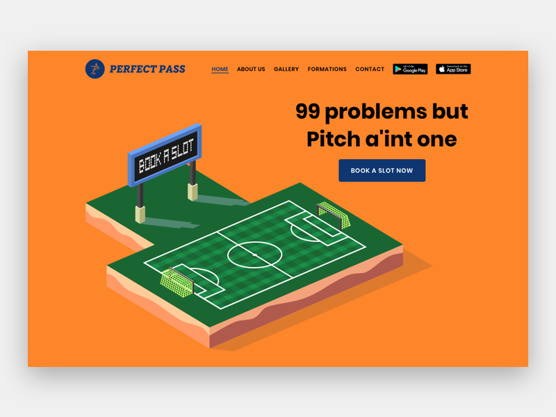Perfect Pass Website - Hero Section website design soccer ground football hero section hero landing page website web design ui design