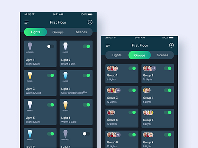 Smart Light Control app design app ui groups ios light light colors light control smart light smarthome