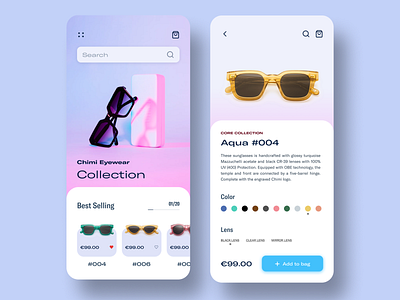 Chimi Eyewear App app concept app design app ui chimi ecommerce ecommerce app ecommerce shop eyewear eyewear app eyewear store ios sunglass ui ui design