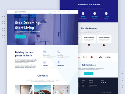 Ravi Homes Landing Page architects builders construction construction company consulting contract home page landing page landing page ui real estate web design website website design