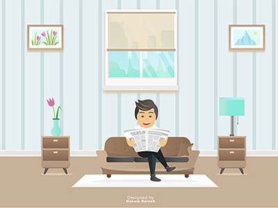 Room Interior illustration cartoon designs home illustrations interior landing logo plants ui ux website