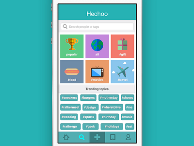 Hechoo search screen app ios iphone app mobile ui