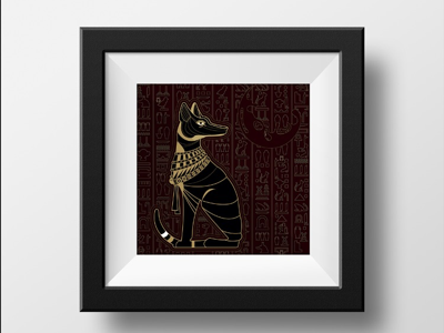 4nimal illustration animals black dog egypt illustration yellow hieroglyphics luxery