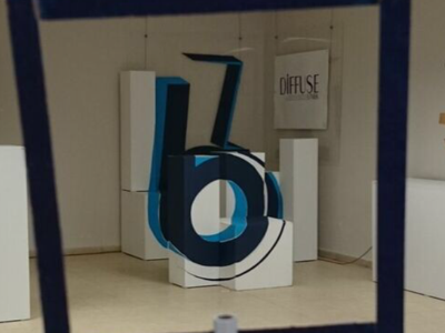 Anamorphic "b" diffuse project anamorphic b blue font image prussian typography