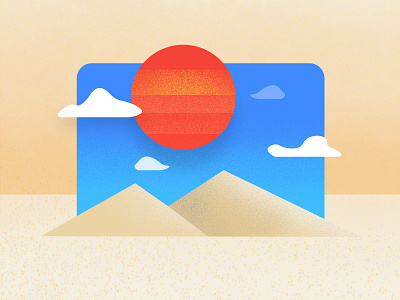 Summer vibe clouds desert icon design illustration sand hills sky sun