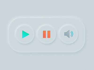 Futuristic buttons icon music neomorphism player