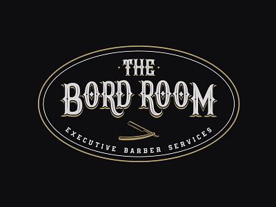 The Bord Room Logo Design barbershop gold ink vintage badge