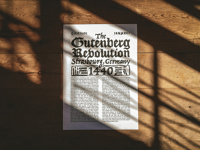 The Gutenberg Revolution - Memorabilia Poster blackletter calligraphy design gutenberg illustration lettering lino print linocut poster poster design texture type design typography