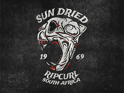 Sun Dried - 1 bones branding design fashion illustration lion panthera leo print ripcurl skull surf surfing texture